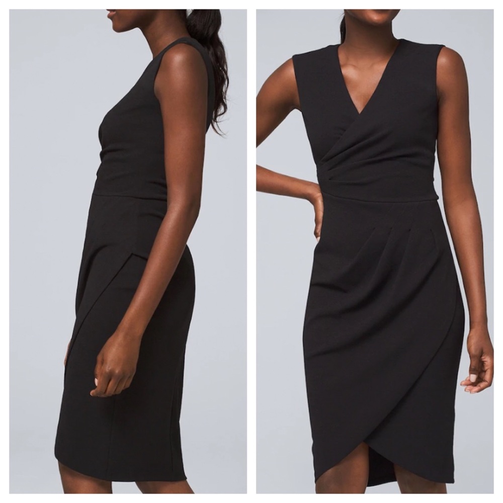 WHBM Classic Jersey Knit Sheath Black Dress 6 8 - Picture 2 of 8